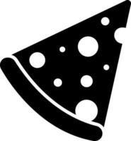 Pizza tranche glyphe icône ou symbole. vecteur