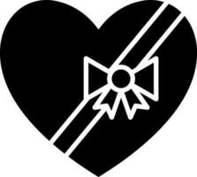 noir et blanc illustration de cœur en forme de cadeau boîte icône. vecteur