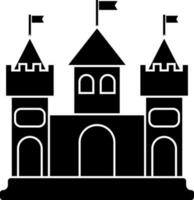 Château icône ou symbole dans noir et blanc couleur. vecteur