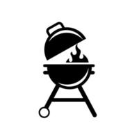 ensemble, collection, barbecue, barbecue, gril, outils, icône, vecteur, logo, conception, noir, prime, simple vecteur