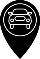 Taxi emplacement noir et blanc icône ou symbole dans plat style. vecteur