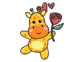 girafe dessin animé mignonne pour valentines journée vecteur