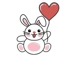 lapin dessin animé mignonne pour valentines journée vecteur