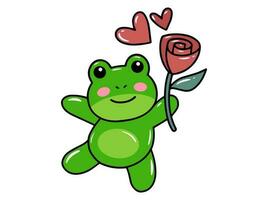 grenouille dessin animé mignonne pour valentines journée vecteur