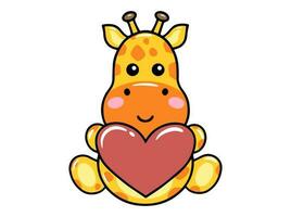 girafe dessin animé mignonne pour valentines journée vecteur