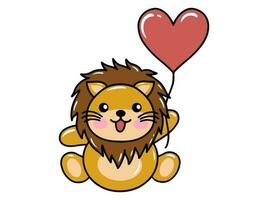 Lion dessin animé mignonne pour valentines journée vecteur