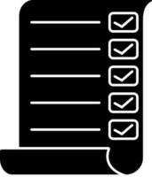 plat style icône de liste de contrôle dans noir et blanc couleur. vecteur