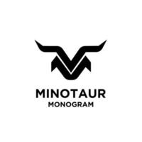 Visage de tête de minotaure abstraite avec lettre initiale m vector illustration création d'icône logo