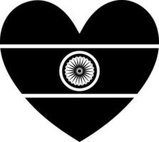 Indien cœur drapeau autocollant ou badge icône vecteur