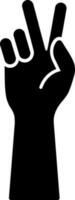 main geste paix signe ou symbole dans noir couleur. vecteur