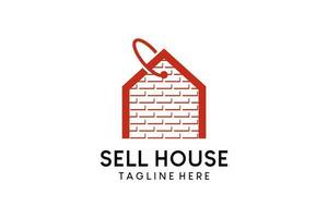 maison prix étiquette logo conception, Créatif brique maison propriété achat et vente logo vecteur