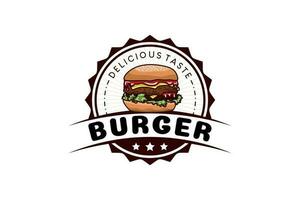 art rétro Burger logo modèle conception vecteur