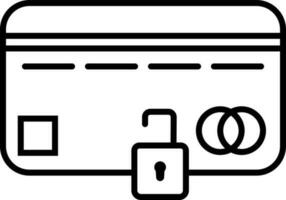 noir ligne art fermer à clé symbole sur crédit carte. vecteur