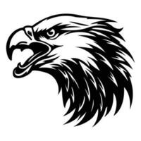 féroce aigle, en colère Aigle visage côté, Aigle mascotte logo, Aigle noir et blanc animal symbole conception. vecteur