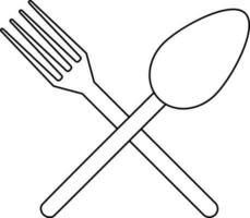 fourchette et cuillère symbole dans plat style. vecteur
