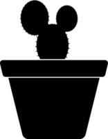 noir style de pot icône avec cactus plante. vecteur