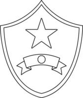 ligne art étoile décoré bouclier badge avec ruban. vecteur