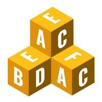 a B c d alphabet cube Stock sur blanc Contexte. vecteur