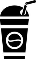 noir et blanc papier tasse glyphe icône ou symbole. vecteur