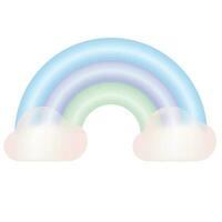 3d arc en ciel pastel dessin animé avec rose voir par nuage vecteur