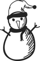 bonhomme de neige avec chapeau et écharpe. vecteur
