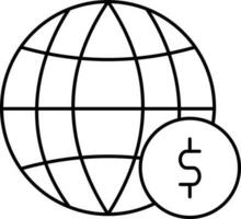 globe avec pièce de monnaie icône pour international Paiement concept. vecteur