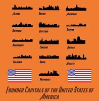 les capitales des états-unis d'amérique 48 silhouette de la ville vecteur