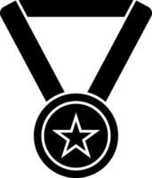 noir et blanc pendaison médaille avec étoile icône. vecteur