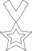 ligne art étoile décoré médaille avec ruban. vecteur