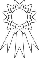 badge décoré avec ruban dans noir ligne art. vecteur