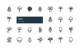 arbre Naturel plante environnement écologie la nature détaillé contour ligne icône ensemble vecteur