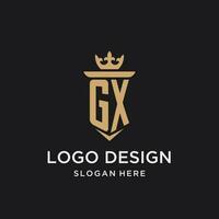 gx monogramme avec médiéval style, luxe et élégant initiale logo conception vecteur