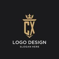 cx monogramme avec médiéval style, luxe et élégant initiale logo conception vecteur