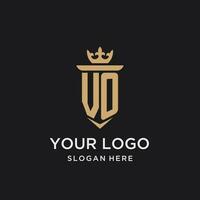 vo monogramme avec médiéval style, luxe et élégant initiale logo conception vecteur