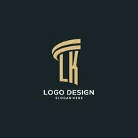 lk monogramme avec pilier icône conception, luxe et moderne légal logo conception des idées vecteur