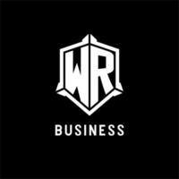 wr logo initiale avec bouclier forme conception style vecteur