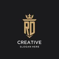 rd monogramme avec médiéval style, luxe et élégant initiale logo conception vecteur