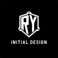 ry logo initiale avec bouclier forme conception style vecteur