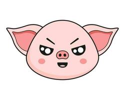 porc pas amusé visage tête kawaii autocollant vecteur