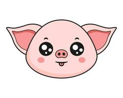 porc langue en dehors visage tête kawaii autocollant vecteur