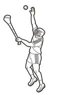 contour de saut de joueur de sport hurling vecteur