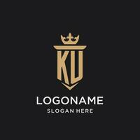 ku monogramme avec médiéval style, luxe et élégant initiale logo conception vecteur