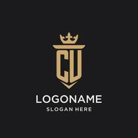 cu monogramme avec médiéval style, luxe et élégant initiale logo conception vecteur