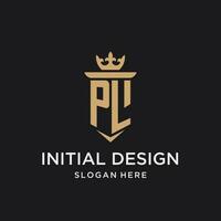 PL monogramme avec médiéval style, luxe et élégant initiale logo conception vecteur