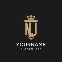 New Jersey monogramme avec médiéval style, luxe et élégant initiale logo conception vecteur