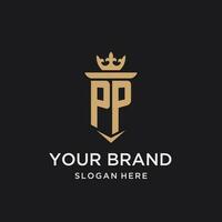 pp monogramme avec médiéval style, luxe et élégant initiale logo conception vecteur