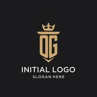og monogramme avec médiéval style, luxe et élégant initiale logo conception vecteur