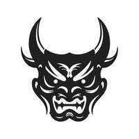 hannya masque simple, ancien logo ligne art concept noir et blanc couleur, main tiré illustration vecteur