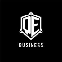 qe logo initiale avec bouclier forme conception style vecteur