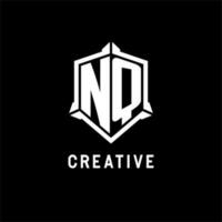 nq logo initiale avec bouclier forme conception style vecteur